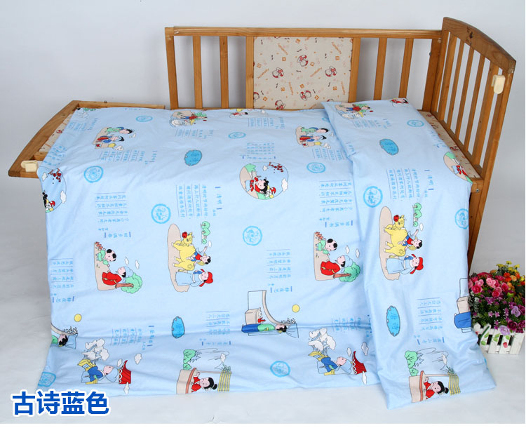 Mẫu giáo chăn ba mảnh cotton trẻ em bộ đồ giường cotton lõi tùy chỉnh phim hoạt hình nap bộ đồ giường gói