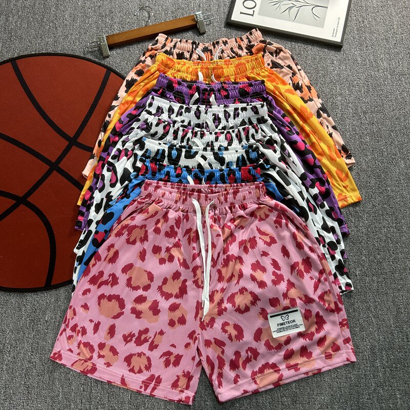 Pink Leopard Print Basketball Shorts for Men and Women, Teenagers, Elementary School Students, Three-Quarter Length Sports Shorts, Quick-Drying, Breathable Mesh, Below the Knee Pink Leopard Print Basketball Shorts for Men and Women, Teenagers, Elementary School Students, Three-Quarter Length Sports Shorts, Quick-Drying, Breathable Mesh, Below the Knee
