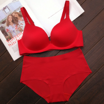 Year of the Ox natal big red underwear suit female wedding bridal bra no steel ring top thin bottom thick push up bra