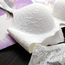 Sexy white lace underwear set female summer thin section plus size bra one-piece seamless no steel ring bra 90