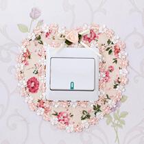 New creative pastoral style switch cover handmade peach heart flower fabric switch sticker manufacturer