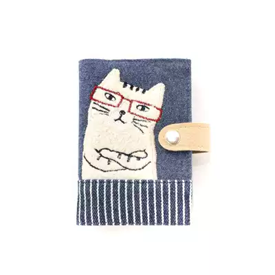 Export to Japan 19-year Autumn New embroidered glasses cat half-fold wallet card case card bag