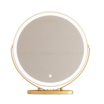 Round mirror large makeup mirror desktop led lamp desktop student dormitory ins bedroom with light fill light dressing table mirror