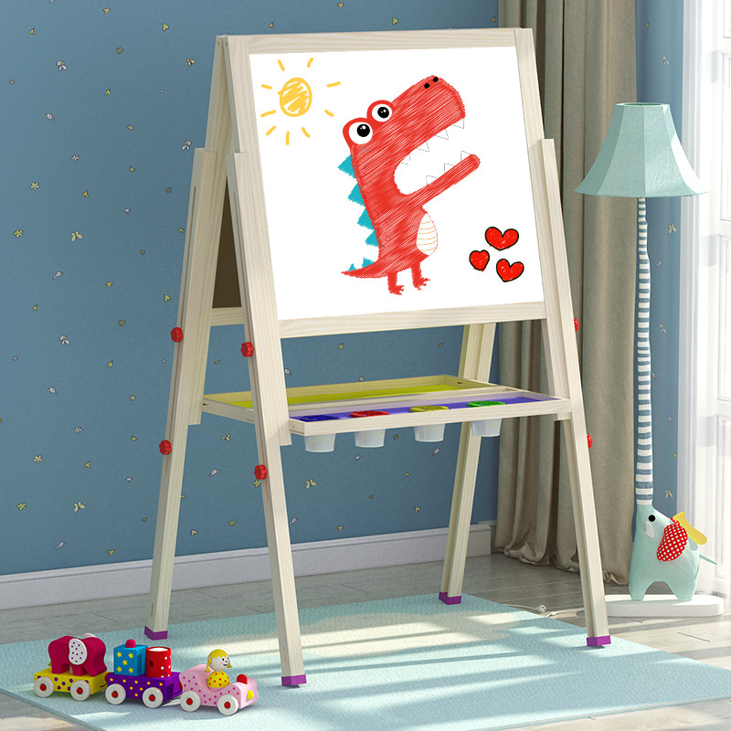 Watcher dust-free drawing board children's double-sided magnetic small blackboard bracket wooden easel baby writing home