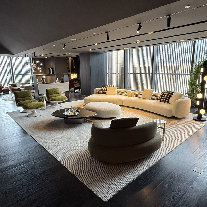 2026 New Model Italian Minimalist Bessel Curved Sofa for Large Flat-Floor Villas, Designer Modular Combination Sofa