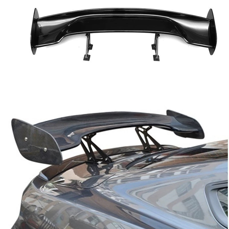 Universal Car Gt Rear Spoiler Exterior Modification Fixed Wing Spoiler Jdm Sedan High Wing Carbon Fiber Pattern Large Rear Wing