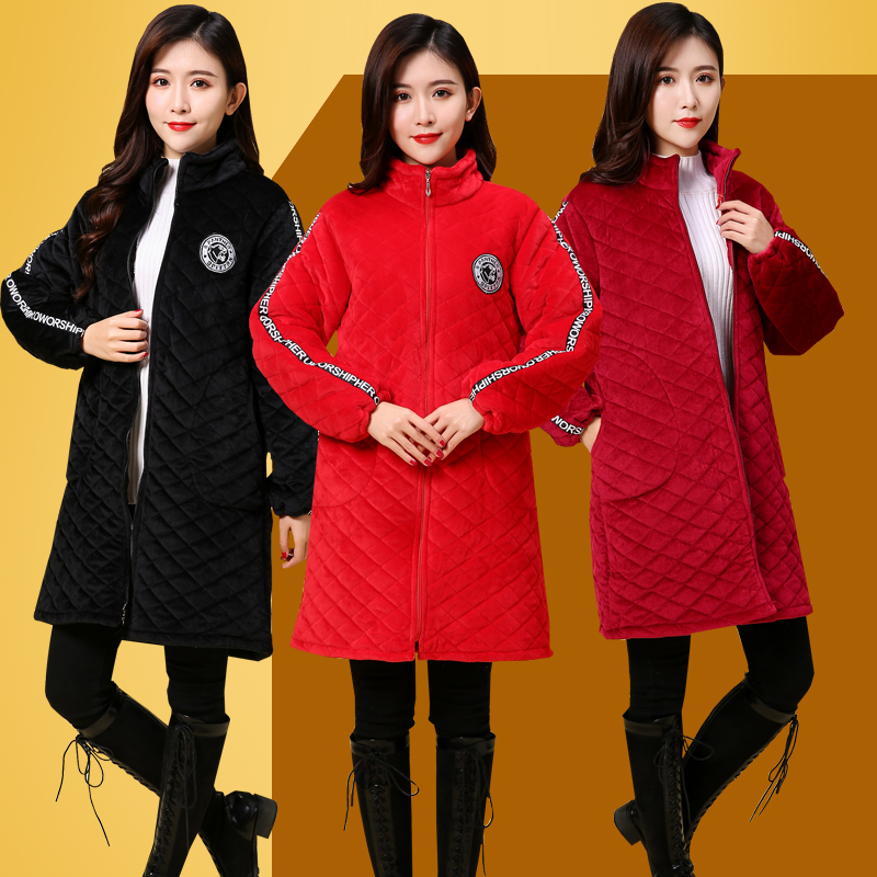 Cotton coat winter winter plus velvet thick smock waiter suit women's work clothes women's kitchen tops home long-sleeved