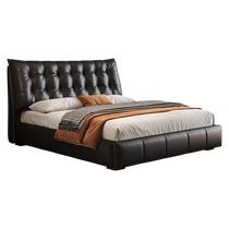 Dipu Starry Sky Leather Bed Italian Minimalist First Layer Cowhide Master Bedroom Double Modern Simple Light Luxurious Soft Bag