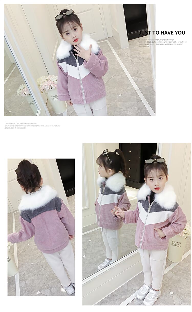 Áo khoác bé gái dày mùa thu đông 2018 phiên bản mới của Hàn Quốc áo len trẻ em cashmere ngắn áo khoác Jean bé gái cá tính