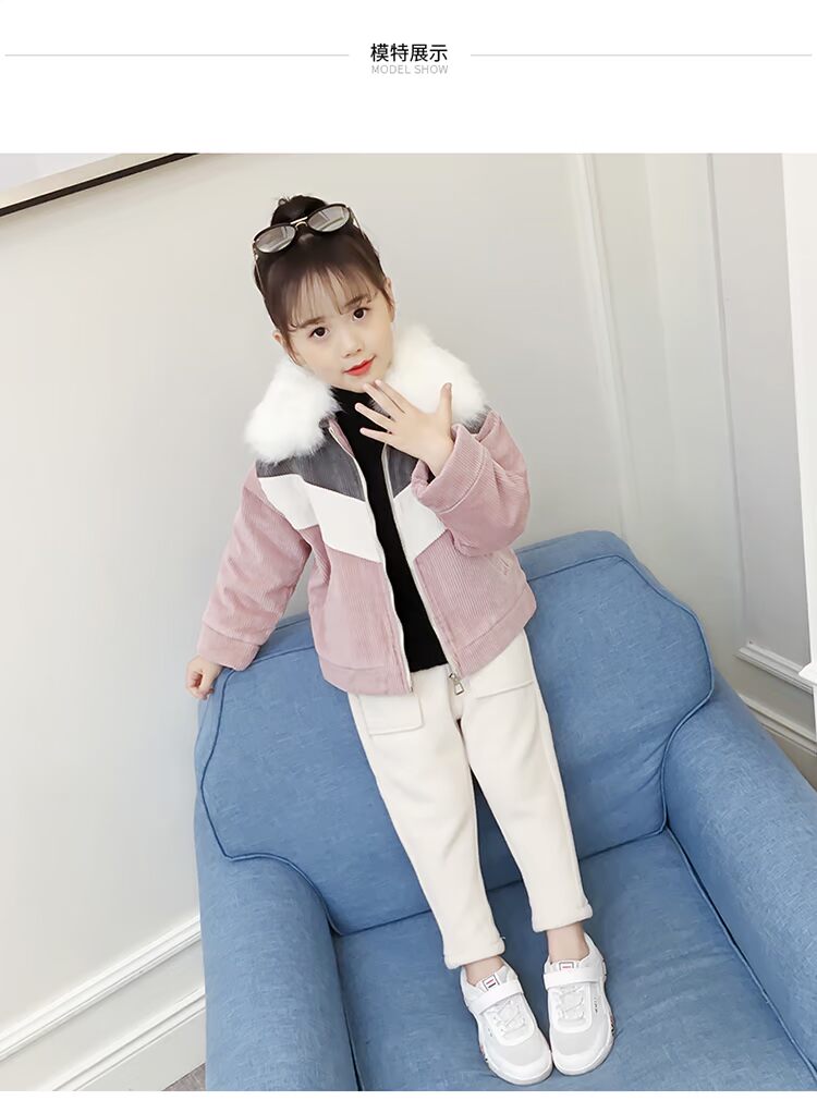 Áo khoác bé gái dày mùa thu đông 2018 phiên bản mới của Hàn Quốc áo len trẻ em cashmere ngắn áo khoác Jean bé gái cá tính