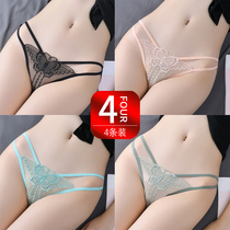 Underwear lady lace sexy Tiglutes pure desire wind thin and transparent full cotton crotch girl low waist flavored hot web yarn shorts