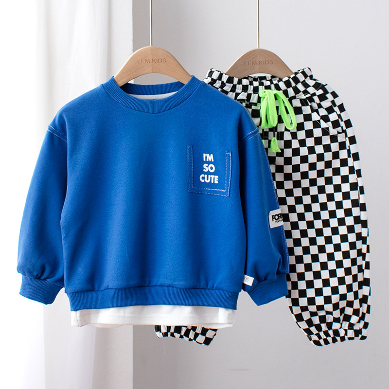 Xianbai Klein blue male and female child thick T-shirt Spring and autumn style baby boy dummy two tide and long sleeve blouses