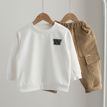 Soft double-sided velvet boys and girls clothes spring and autumn foreign-made cotton tops for childrens baby Autumn tops