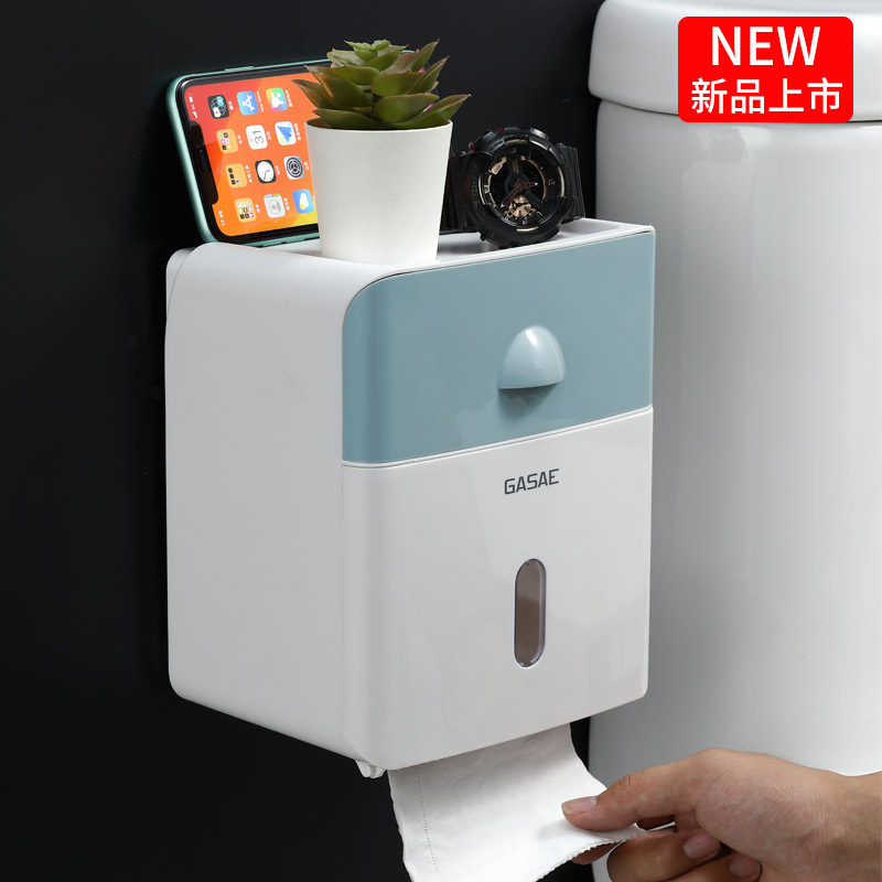 Punch-free creative waterproof tissue holder powder room tissue box toilet paper box toilet rack toilet paper box roll toilet paper tube