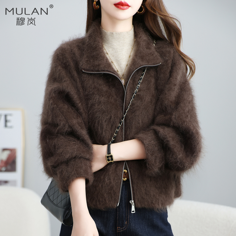 Ultra-Short Batwing Sleeve Stand Collar Brushed Fur Wool Cashmere Zipper Petite Women's 2026 Autumn and Winter New Coat Ultra-Short Batwing Sleeve Stand Collar Brushed Fur Wool Cashmere Zipper Petite Women's 2026 Autumn and Winter New Coat