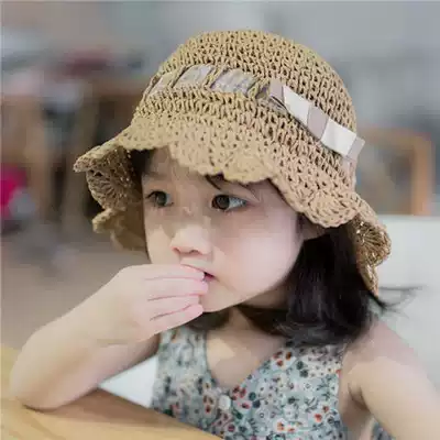 Children's fisherman's hat girl's straw hat, summer thin model, tour, sun, cool hat, baby princess, sweet beach