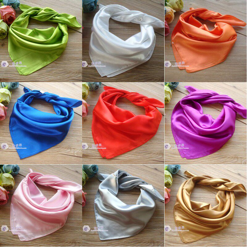 Solid color monochrome color nude color summer and autumn female performance wild stewardess silk work clothes silk scarf small square scarf