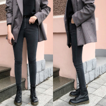 Black small feet jeans women 2021 Spring and Autumn New Korean version of high waist slim tight smoking gray ankle-length pants spring dress