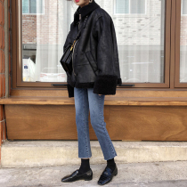 chic micro horn nine-point jeans women 2021 new spring and autumn high waist slim loose wide leg straight pants