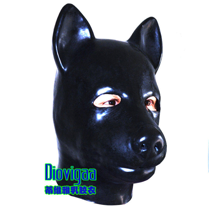 Latex dog headgear One-time forming headgear Dog mask 0 8mm dog slave training equipment