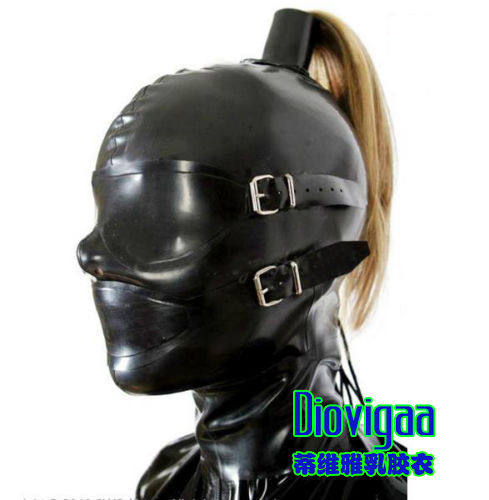 Latex Head Cover Sexy Face Mask Three-piece Latex Eye Mask