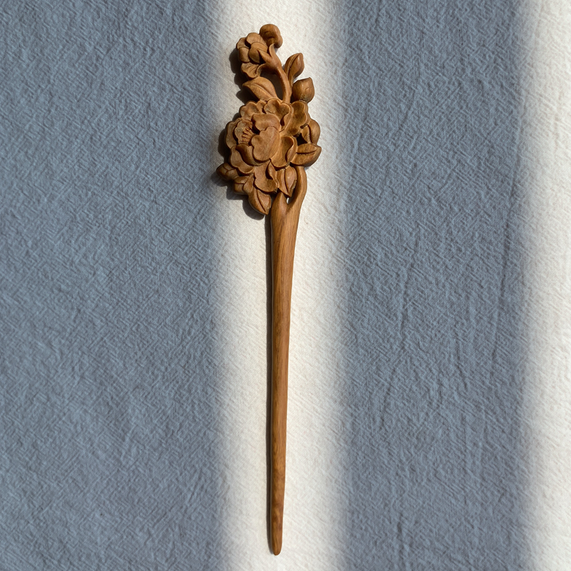 Disc Hair Ancient Style Chinese Green Sandalwood Decoration Wedding Hanfu Recommend Engraving Accessories Vintage Natural Log Hairpin-Taobao