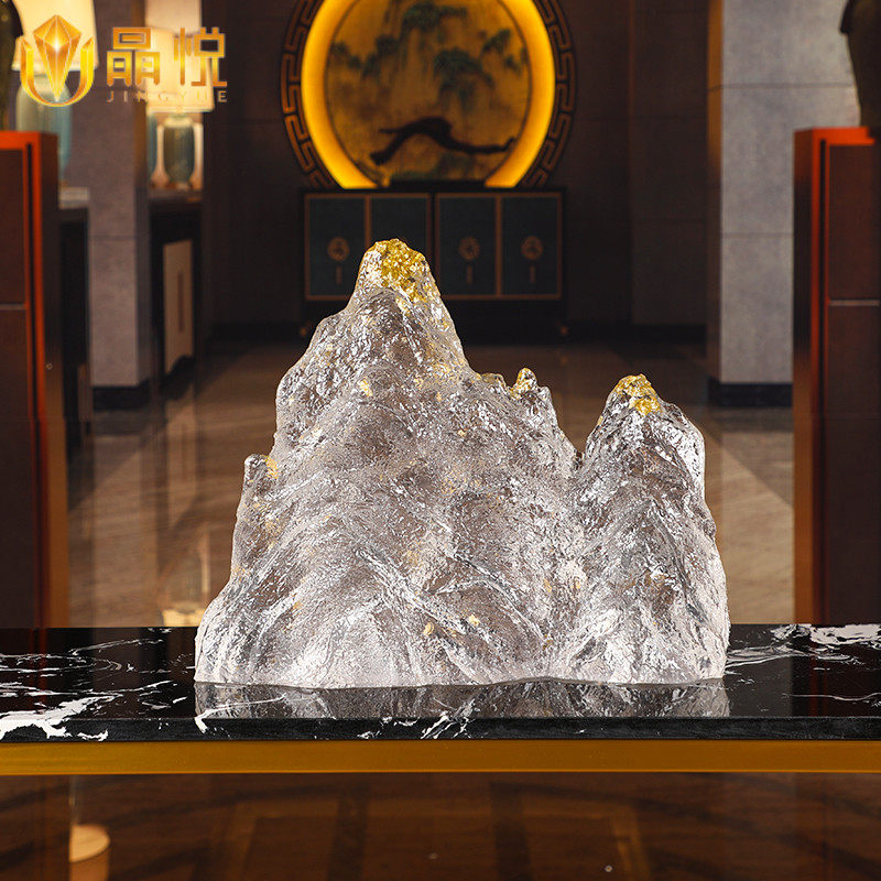 New Chinese Pendulum Fake Mountain Transparent Resin Hotel Boilerplate Room Living Room Soft Dress Blessing Tea Gallery Hemp Face Sculpture