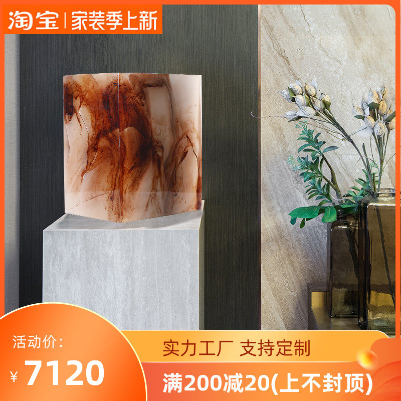 Imitation Han jade buried wood square pendulum glass fiberglass Sculpture Hall Dining Room-like Dining Room Home Adornment Soft Clothing