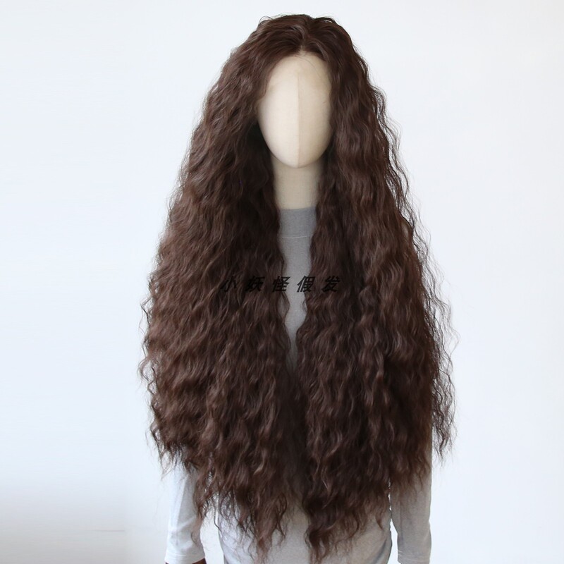 1m Long Black Tea-Brown Lace Front Synthetic High-Temperature Fiber Wig Realistic Wool Curls Full Wig Set 1m Long Black Tea-Brown Lace Front Synthetic High-Temperature Fiber Wig Realistic Wool Curls Full Wig Set