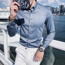 Mens shirt long-sleeved Korean slim fashion handsome 2021 new light luxury business high-end casual formal shirt