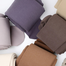 Autumn and winter retro color thick fine vertical pattern plus velvet warm thin thread pantyhose Japanese stretch leggings socks