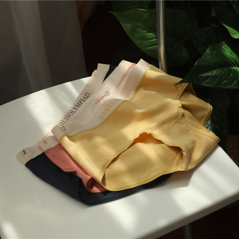 Light sport brief about Modale cotton soft fabric pure color Sexy antibacterial letter waist No-mark comfortable mid-waist underpants