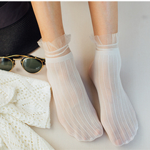 Buy four pairs of new spring and summer velvet womens socks Japanese lace lace thin pile of socks sweet princess style