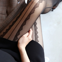BENY Sexy Lace Jacquard slim beauty legs Vertical Stripes Black Silk Stockings Pantyhose Pantyhose Slim anti-seduces undersocks