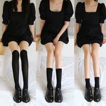 Japanese spliced black stockings womens black pantyhose JK cute ins tide spring and autumn thin fake big calf socks