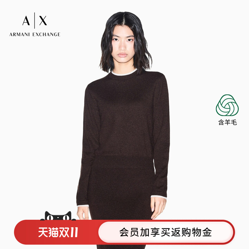 Armani Exchange/Armani's 26Th Autumn and Winter New Women's Round-Neck Old Money Style Pullover Knitted Sweater Armani Exchange/Armani's 26Th Autumn and Winter New Women's Round-Neck Old Money Style Pullover Knitted Sweater