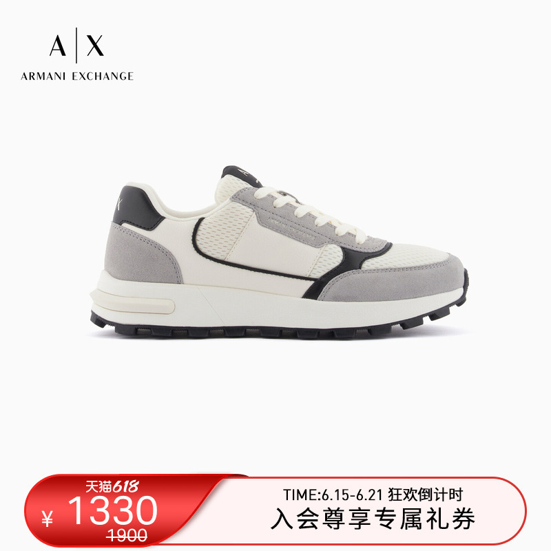 Armani Exchange/Armani's New Spring and Summer Men's Mesh Patchwork Low-Top Lace-Up Sneakers Official