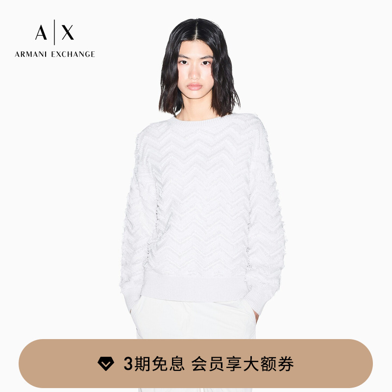 Armani Exchange/Armani's New Autumn and Winter Women's Wool Blend Round Neck Loose Pullover Knitted Sweater Armani Exchange/Armani's New Autumn and Winter Women's Wool Blend Round Neck Loose Pullover Knitted Sweater