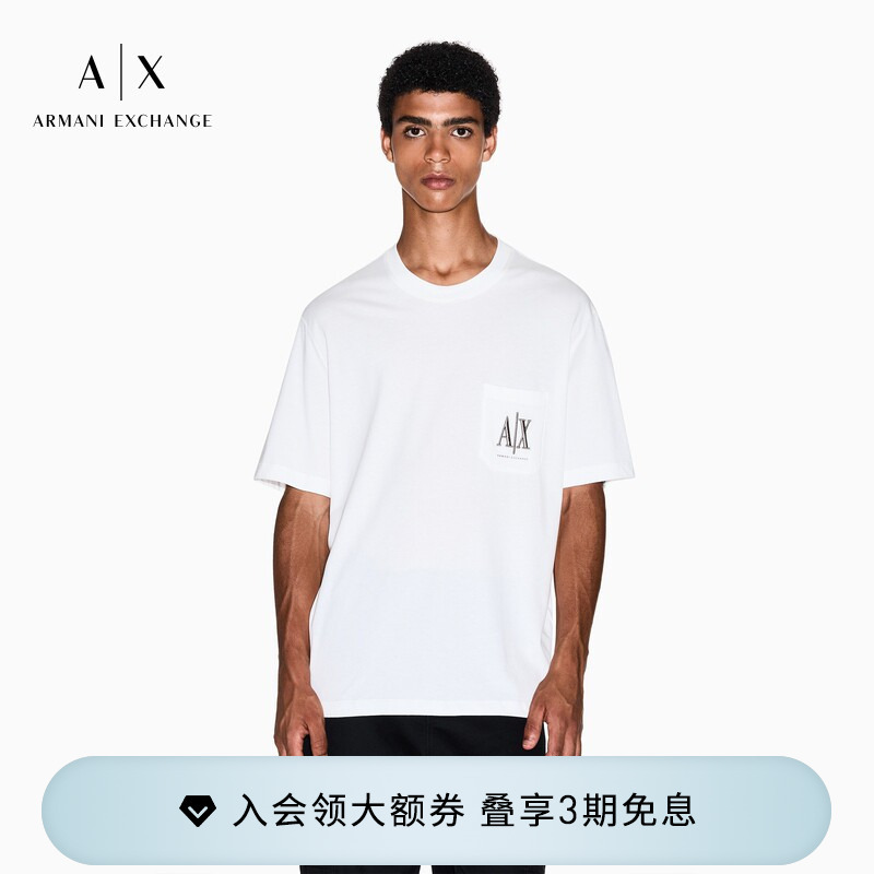 Armani Exchange/Armani Spring and Summer Men's and Women's Couple's Round-Neck Short-Sleeved Loose Embroidered Cotton T-Shirt