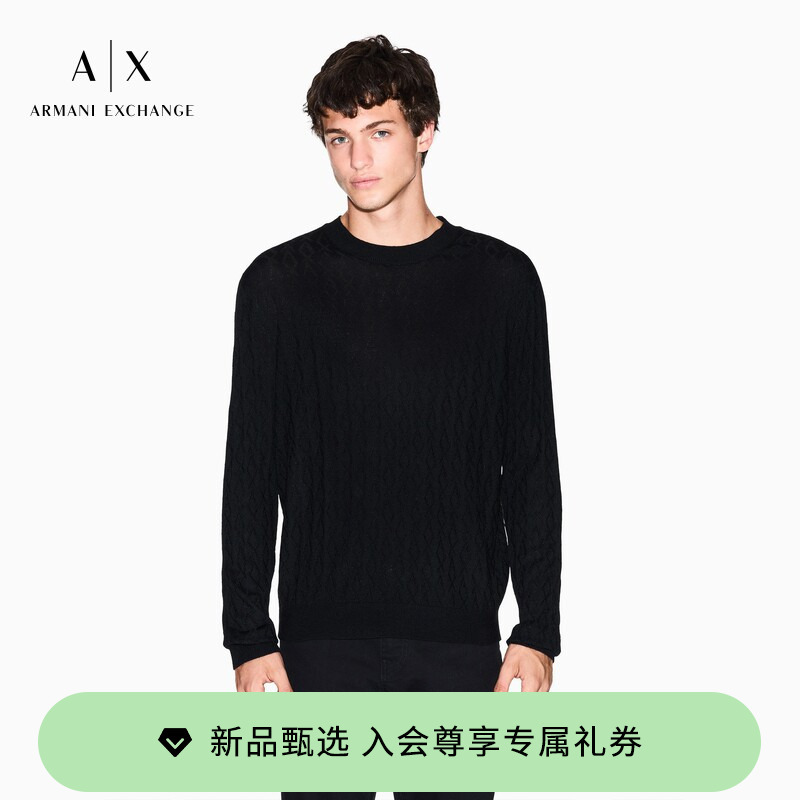 Armani Exchange/Armani Men's Wool Blend Old Money Style Cable Knit Sweater Official Armani Exchange/Armani Men's Wool Blend Old Money Style Cable Knit Sweater Official