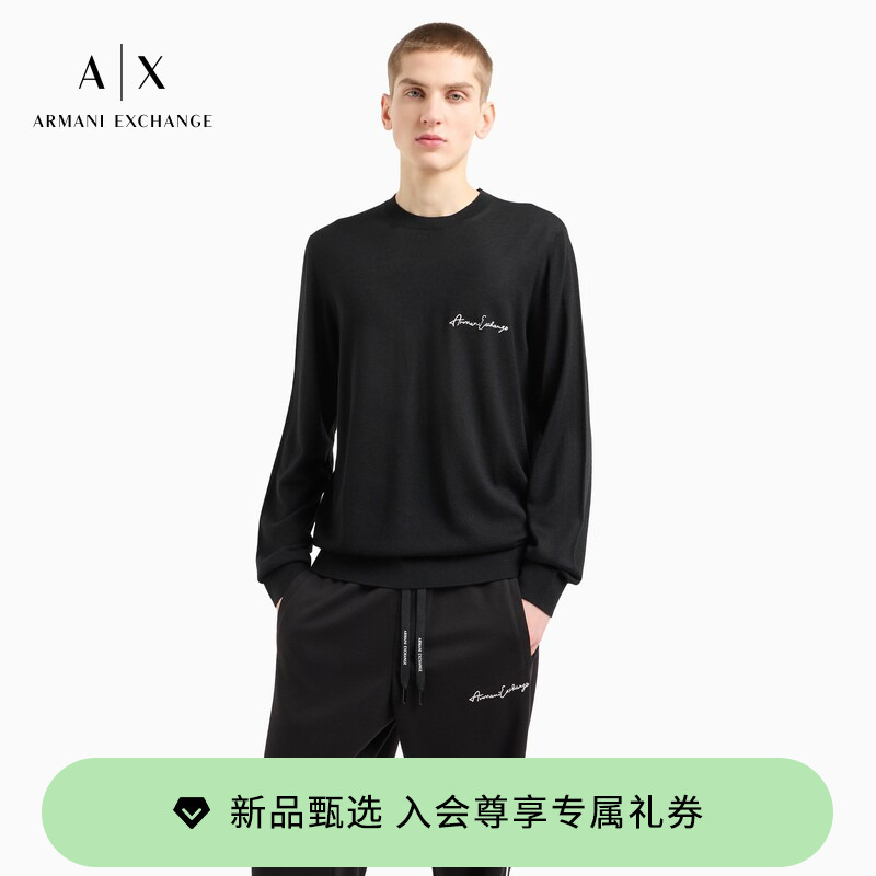 Armani Exchange/Armani Spring and Summer Men's Round-Neck Wool Blend Sports-Style Pullover Knitted Sweater Armani Exchange/Armani Spring and Summer Men's Round-Neck Wool Blend Sports-Style Pullover Knitted Sweater