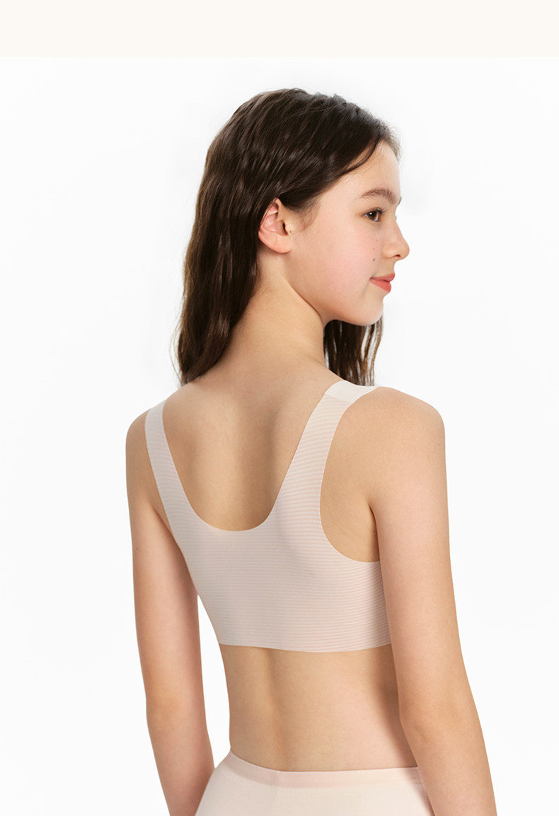 Топы и бра 小黑托 托暱女童发育文胸内衣夏季抹胸运动儿童一阶二阶薄背心初中生 Black tonny