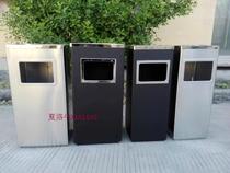 Square stainless steel hotel trash can lobby vertical black outdoor tube office commercial trash can with ashtray