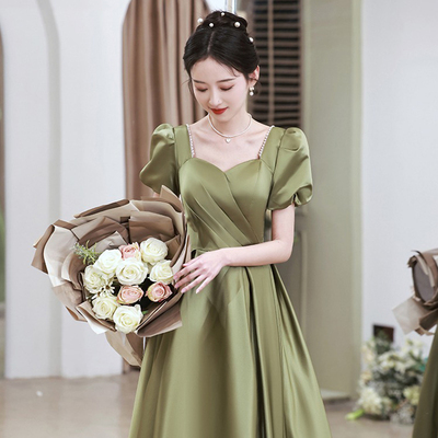 Plus-Size French Evening Dress for Chubby Women 100kg Banquet Style, Elegant, Light Luxury, Niche, High-End Feel, Graduation, Coming-Of-Age Ceremony, Performance