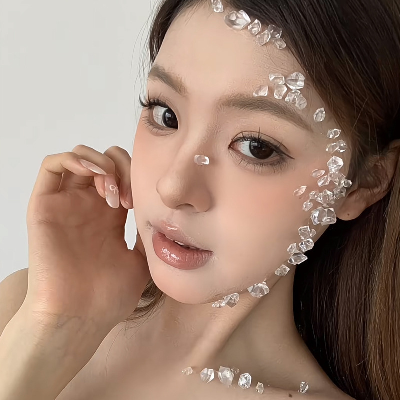 Creative Makeup Acrylic Transparent Ice Crystal Imitation Ice Cube Makeup Eye Stickers Face Accessories Crystal Ice Diamond Girl Makeup