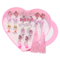 Frozen Elsa Princess Earrings No Piercing Anti-Pain Ear Clip Childrens Imitation Gemstone Tassel Pendant Earrings Jewelry