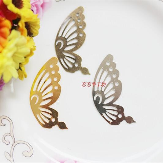 Ancient wind hairpin DIY ornament material 18 * 42mm white K color bronze color gold half wing half butterfly flower sheet