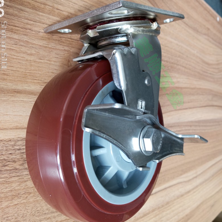 New special price Meishun 4 series 6 inch heavy duty stainless steel wear-resistant polyurethane PU side brake universal caster