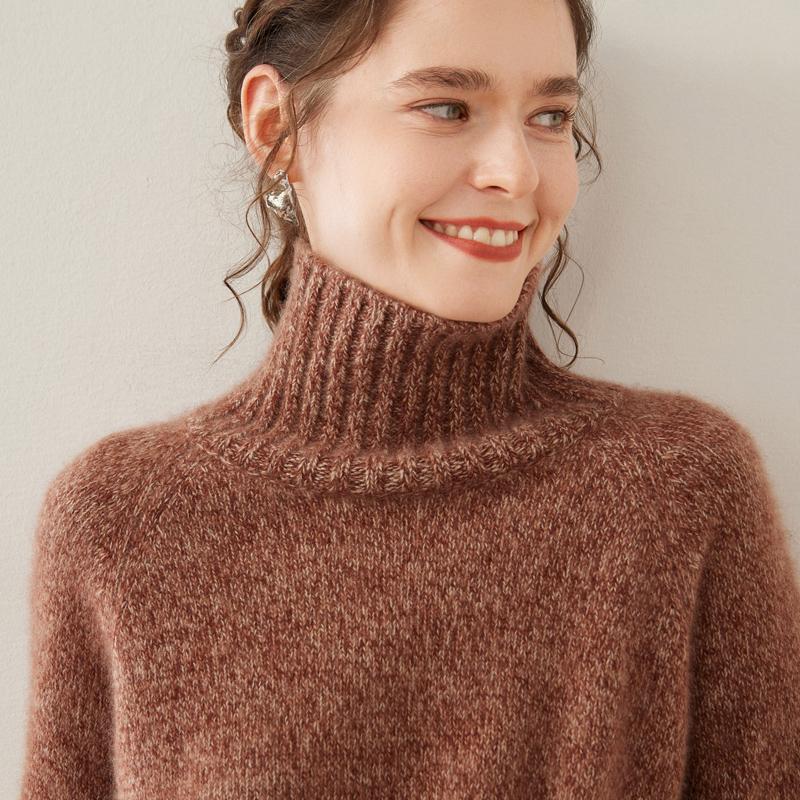 Three-Strand Thickened Cashmere Sweater for Women, High-Neck, Loose-Fitting, Floral Yarn Sweater, Cashmere Knitted Base Layer, Warm for Women in Autumn and Winter Three-Strand Thickened Cashmere Sweater for Women, High-Neck, Loose-Fitting, Floral Yarn Sweater, Cashmere Knitted Base Layer, Warm for Women in Autumn and Winter