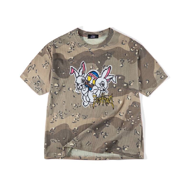 Losttag Halloween Carnival Waffle Desert Camouflage T-Shirt Camo Rabbit Tee